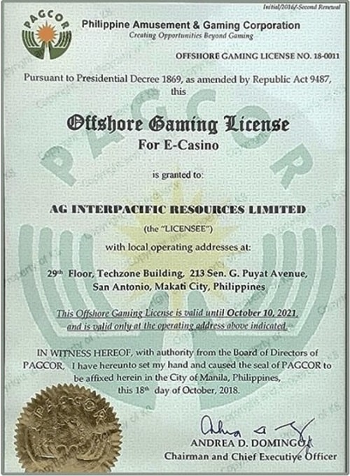 Giấy phép kinh doanh cá cược hợp pháp của nhà cái